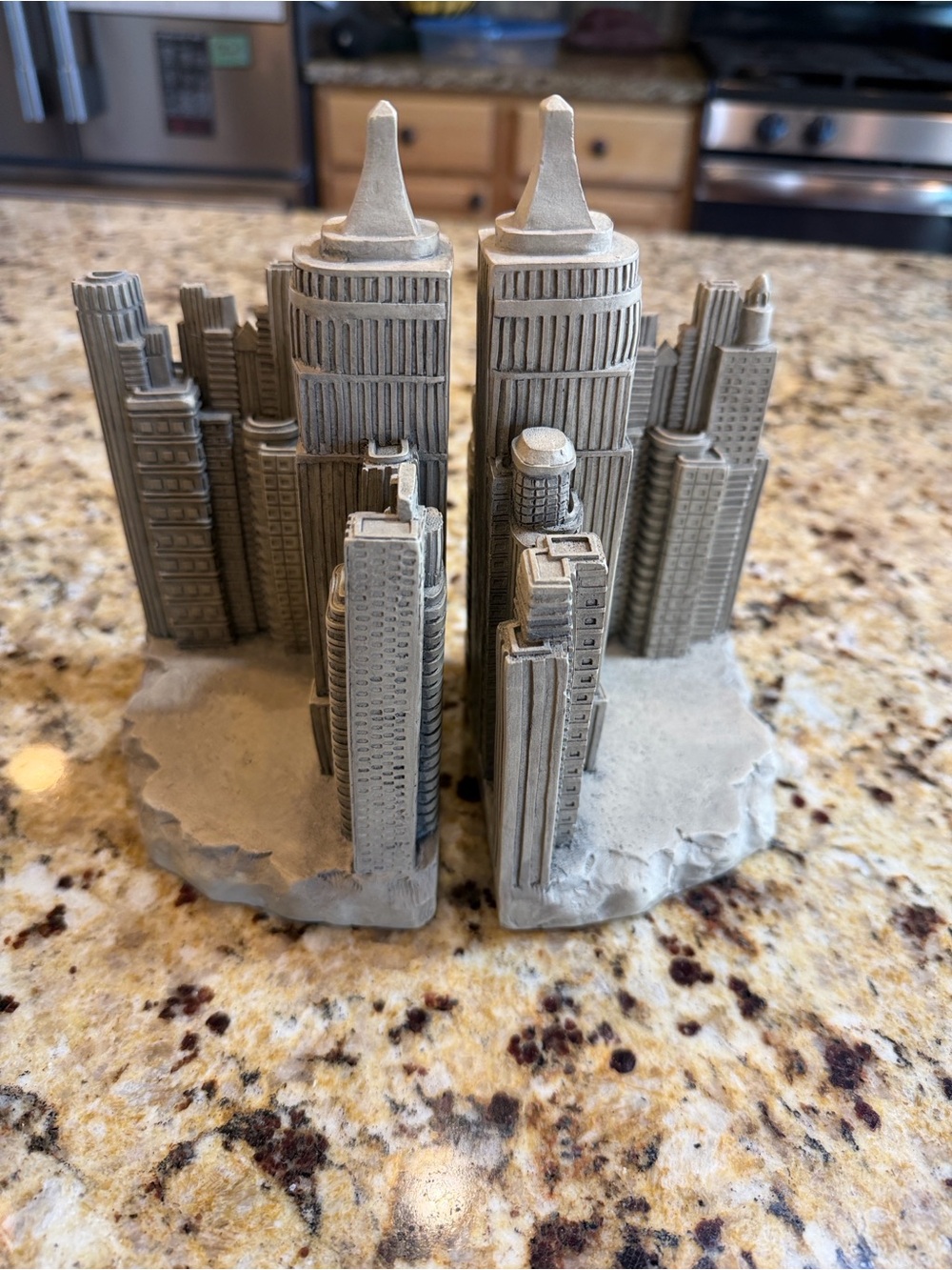 Gray New City Skyline Bookends - Decorative Home Accent